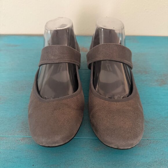 Paul Green Pewter Metallic Leather Mary Jane Ballet Flats Sz US 7.5 - Picture 2 of 9